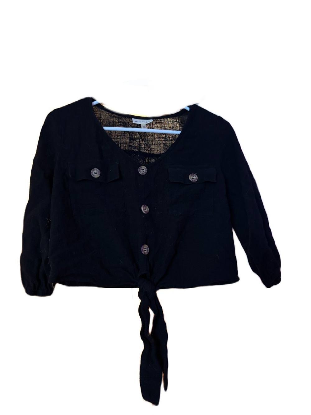 Belle Du Jour Black Peasant-Style Blouse